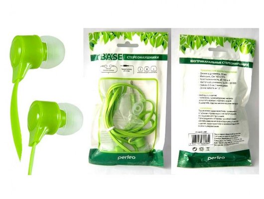 Наушники вкладыши PERFEO PF-BAS BASE (ЛАЙМ)